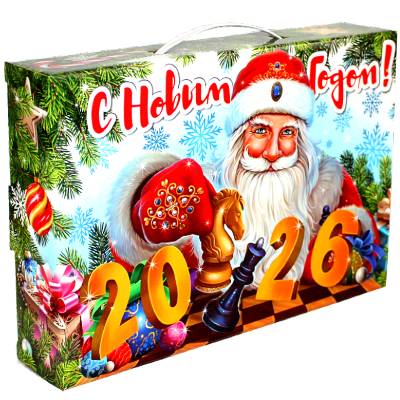 Сладкий новогодний подарок в картонной упаковке весом 1550 грамм